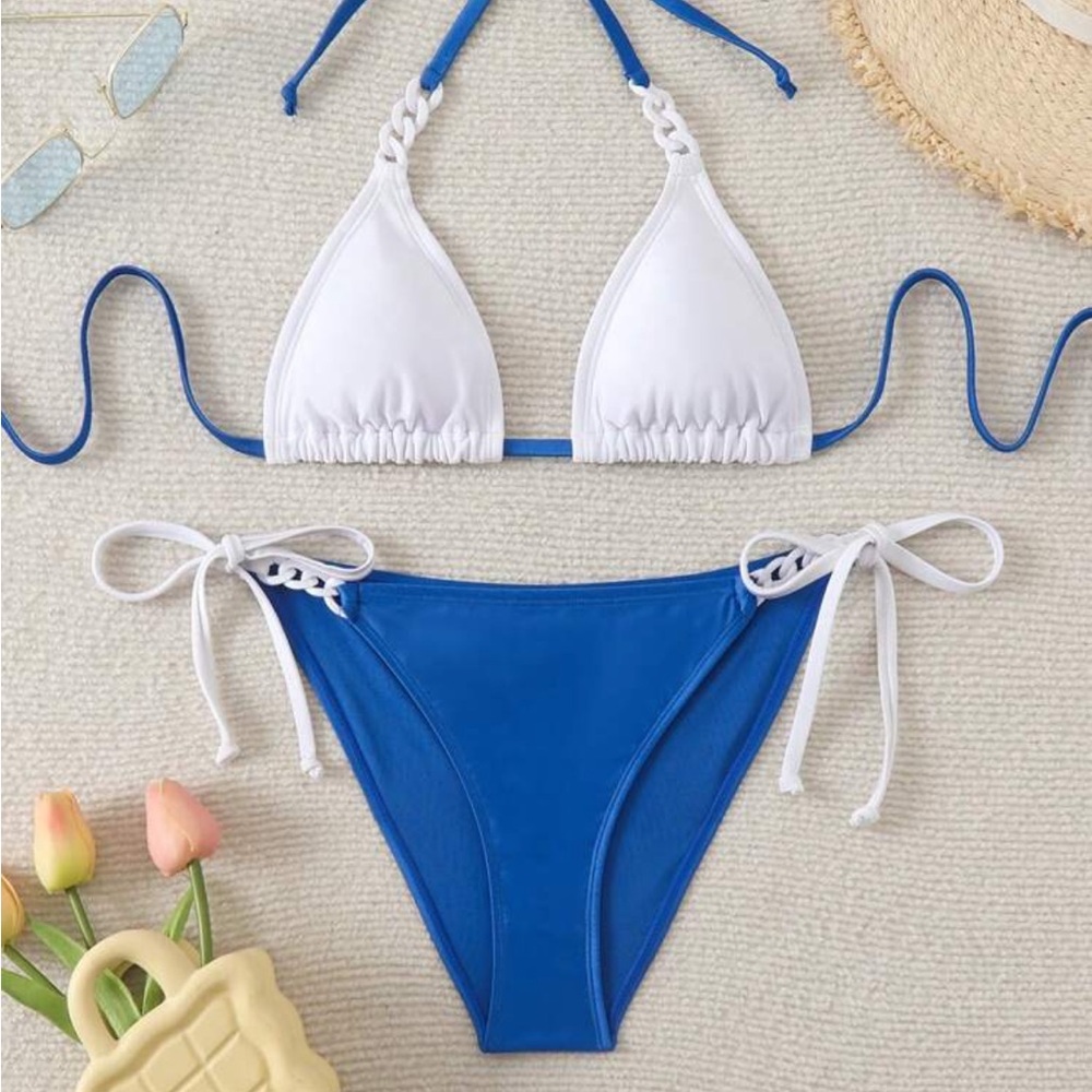 Blue and White Bikini Set XL
